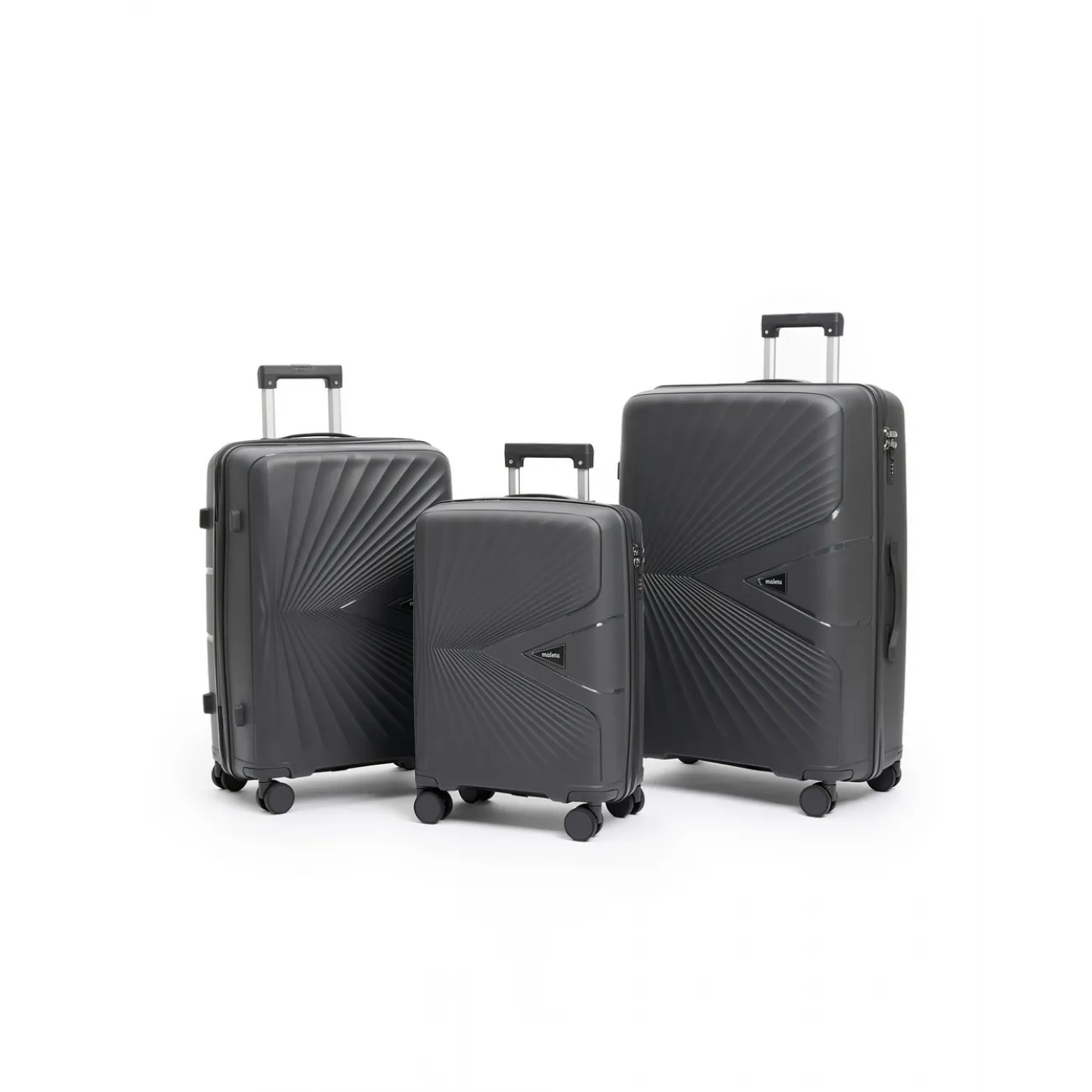 Чемодан  полипропилен Maleta PP-53 темно-серый M (средний) купить с доставкой