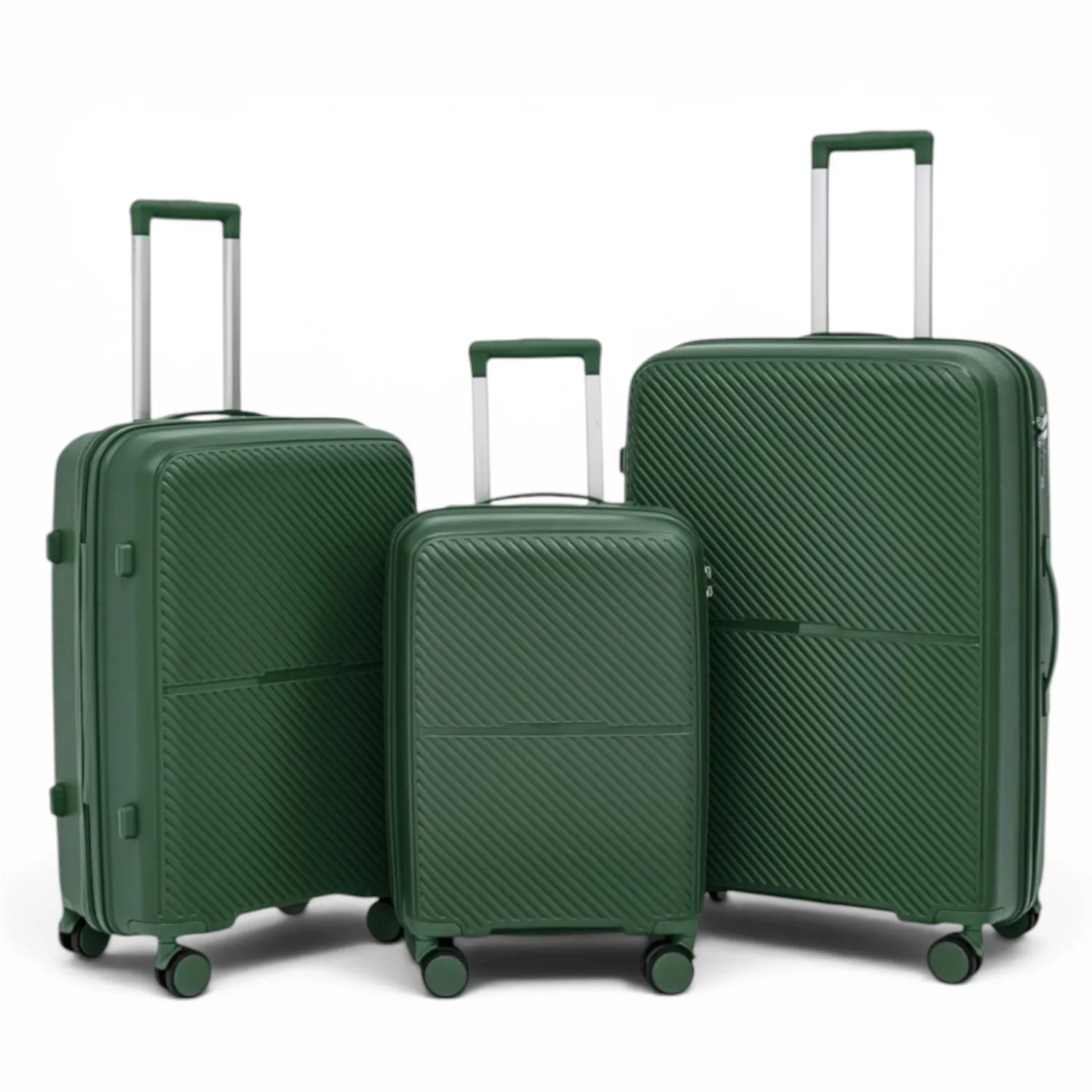 Комплект чемоданов полипропилен MYBAG PP822 зеленый (S, M, L, кейс)