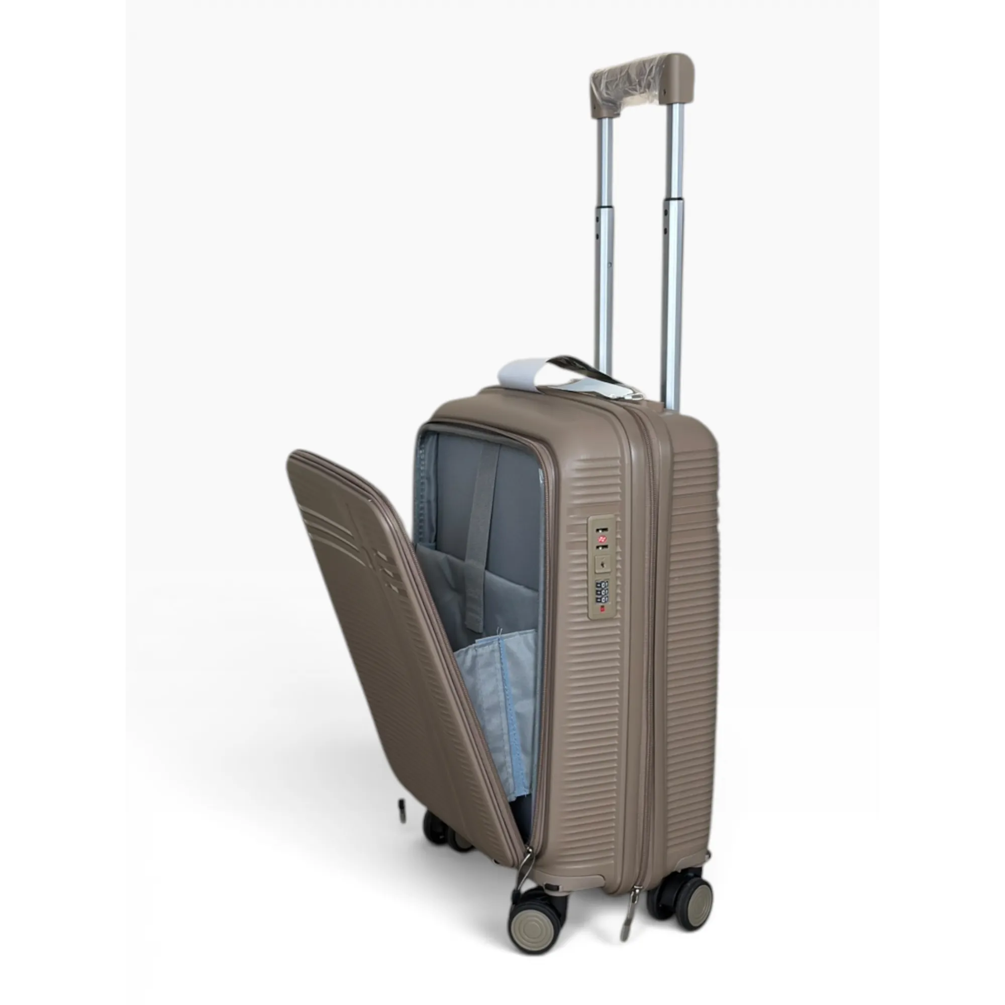 Чемодан полипропилен MYBAG PP824 бежевый S (ручная кладь)