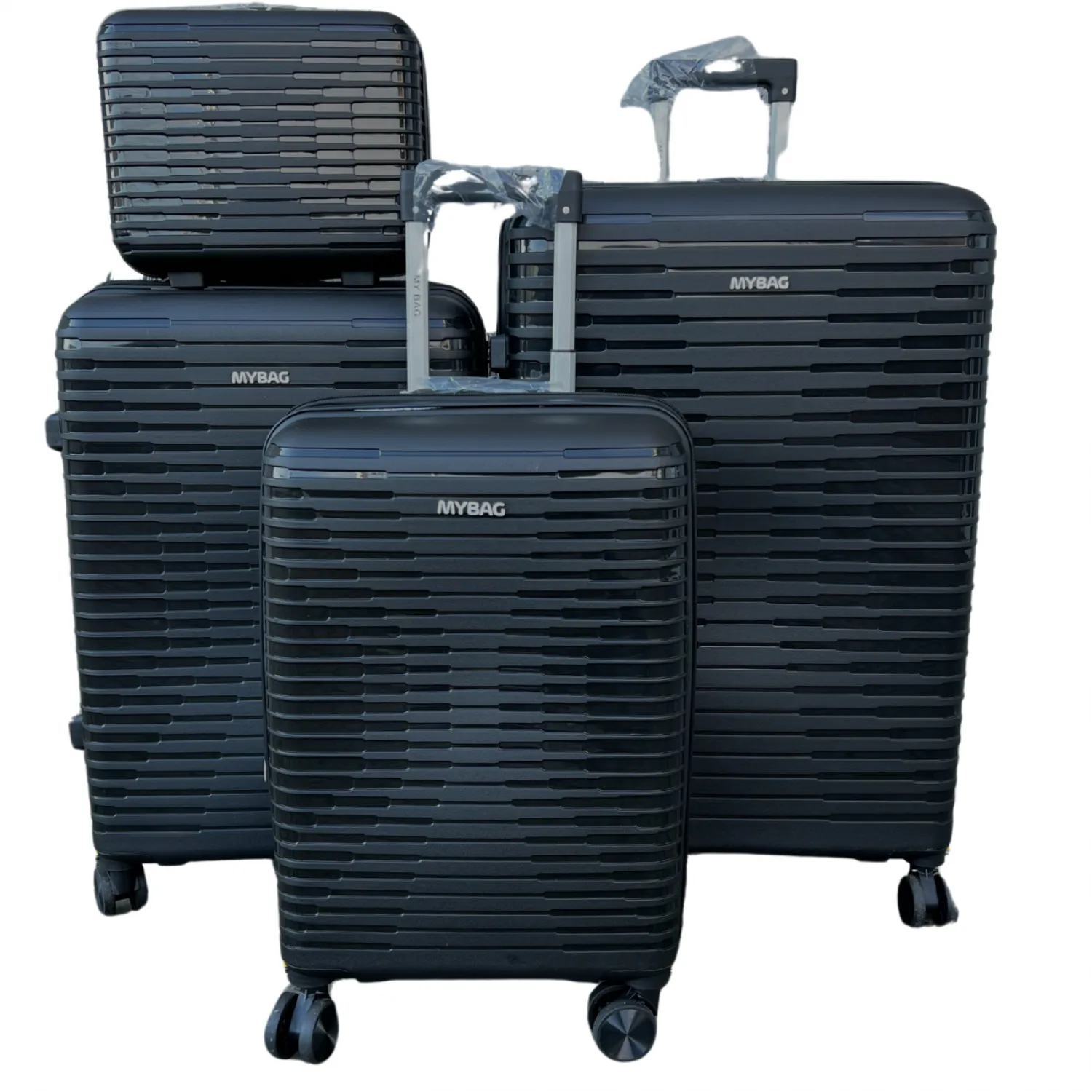 Комплект чемоданов полипропилен MYBAG PP812 черный (S, M, L, бьюти)